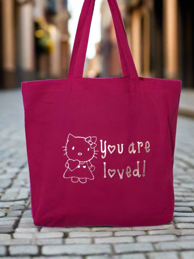 Greetings Kitty Tote bags